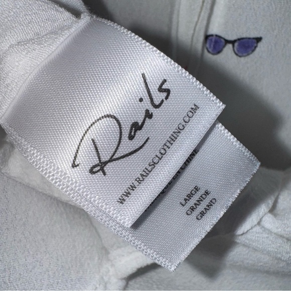 RAILS Whitney Shirt in Chase Sunglasses Print Short Sleeve Button Down Top Large - Picture 5 of 6